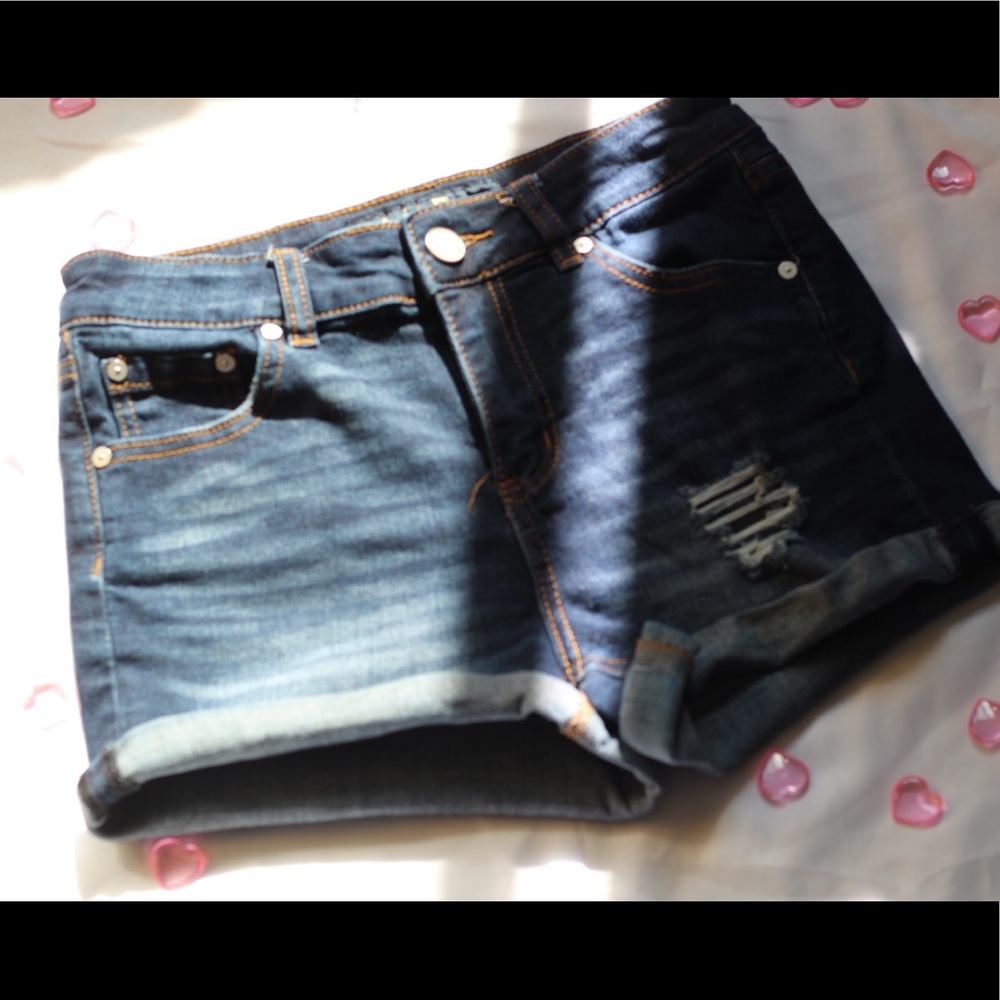 Ripped jean shorts
